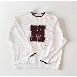 H&M Divided Harvard University Sweatshirt Medium White Maroon Cotton Blend